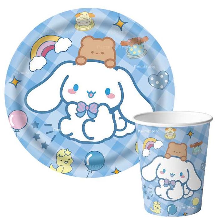 Cinnamoroll zestaw urodziny kubki talerze 40 elem. kubeczki talerzyki