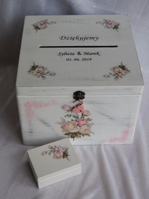 pudełko skrzynka na koperty- decoupage