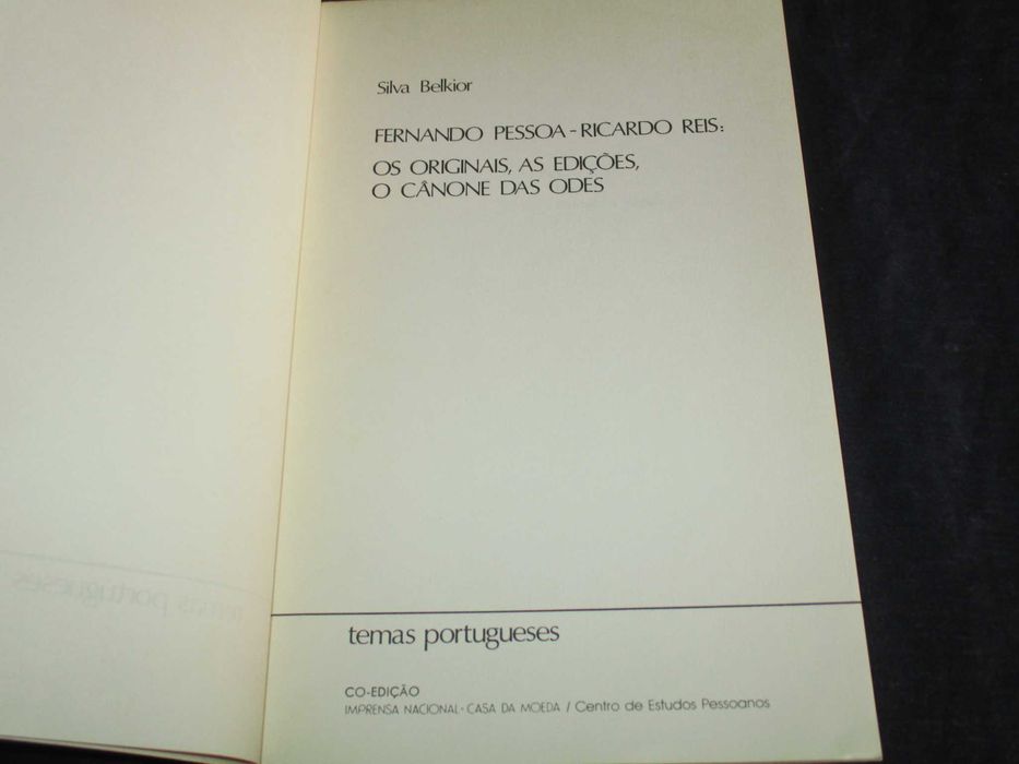 Livro Os Originais As edições o Cânone das Odes Fernando Pessoa