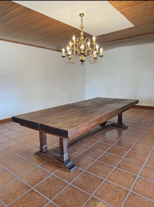 Mesa de Jantar Gigante, Madeira Maciça Mosteiro - Mesa Monástica Rústica 10-12 Lugares