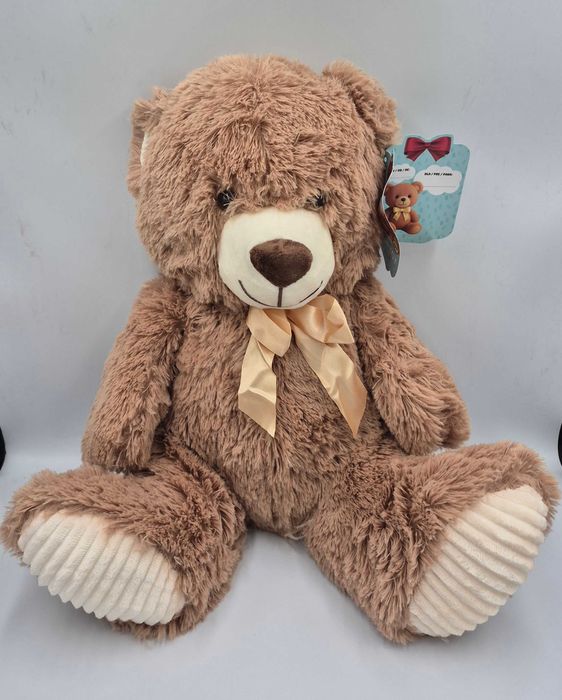 ELEFUN Pluszak pluszowy BRĄZOWY MIŚ z kokardą maskotka 40 cm