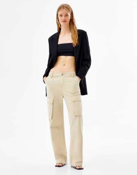 BERSHKA spodnie Cargo kieszenie bojówki 32/XXS  r 150-160cm