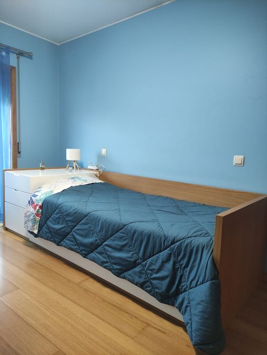 Cama solteiro + gavetão cama + móvel gavetas + 2 colchões s