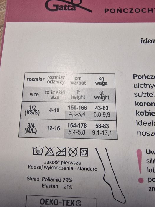 Pończochy czarne samonośne roz.3/4