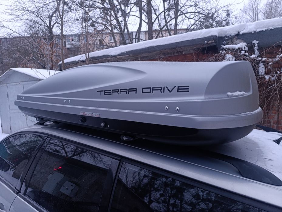 Багажник на крышу бокс Terra draive 480л вместе с попереченами и креп