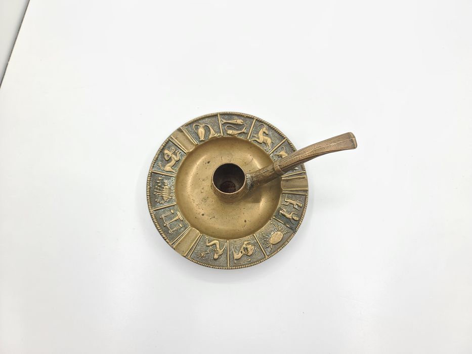 Подсвечник латунь пепельница трубка знаки зодиака