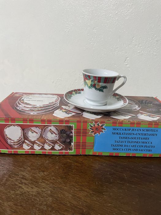 Conjunto de chavenas de café de natal