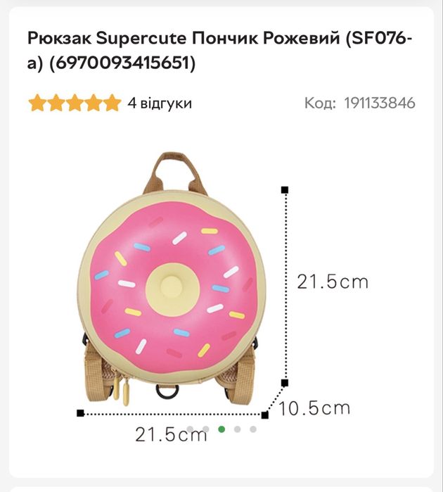 Літній рюкзачок для дівчинки Supercute