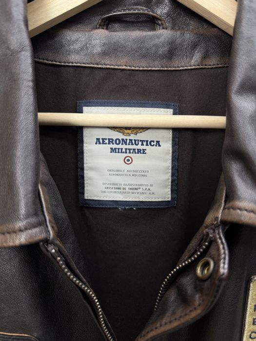 Aeronautica Militare Leather Flight Bomber Jacket Brown куртка бомбер шкіряна