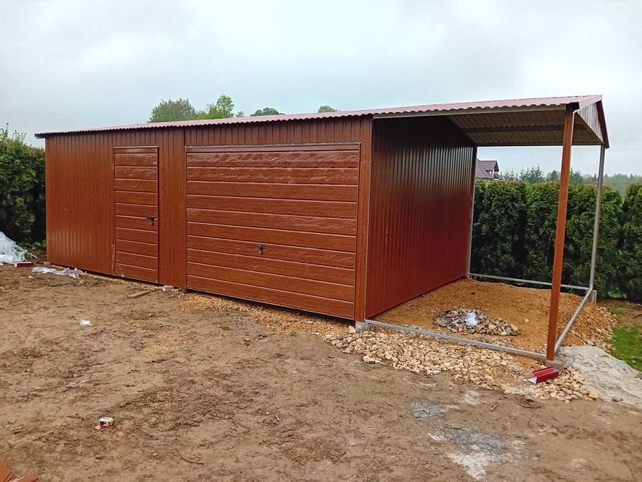 Garaż blaszak 6x8 PRODUCENT RÓŻNE Garaż blaszany Magazyn 6x10 8x8 5x7 6x6 7x7 6x9 7x9 5x10 Duży garaż blaszak na wymiar zamówienie Wiata hala Garaż