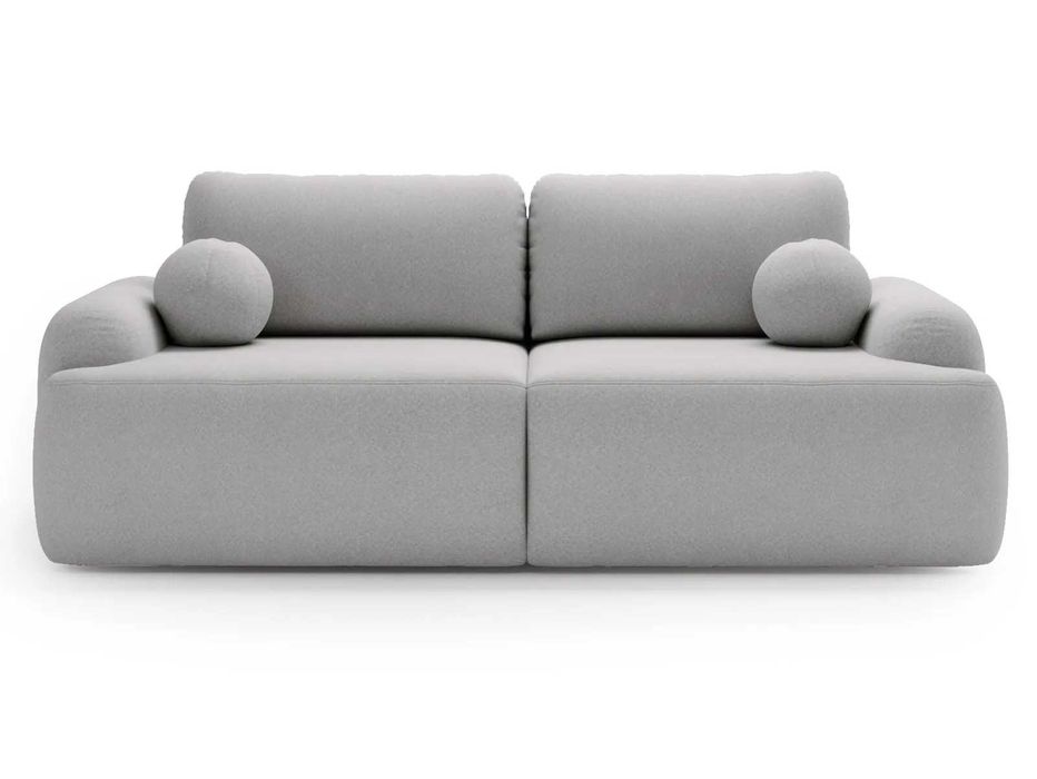 Jasnoszara kanapa do salonu Agat z tkaniny boulce.