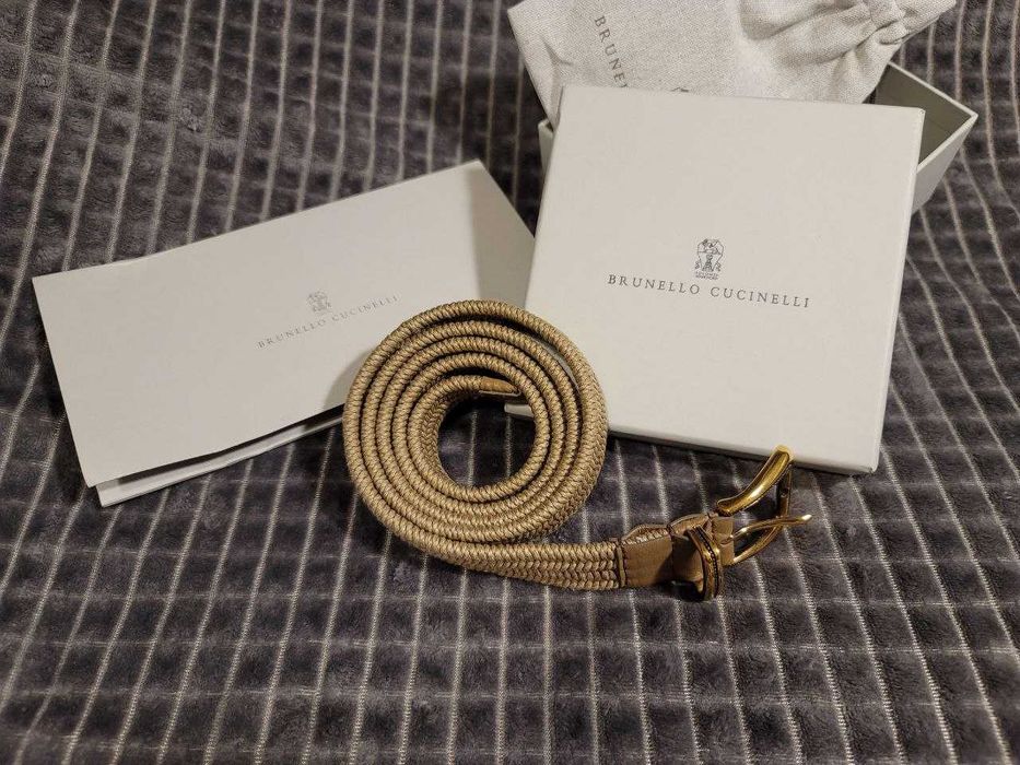 Brunello Cucinelli Rustykalny pleciony lniany pasek