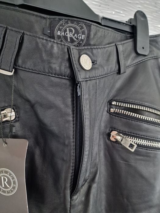 Spodnie slim fit skórzane Rage Age 36 skora naturalna Aster 1 motocykl