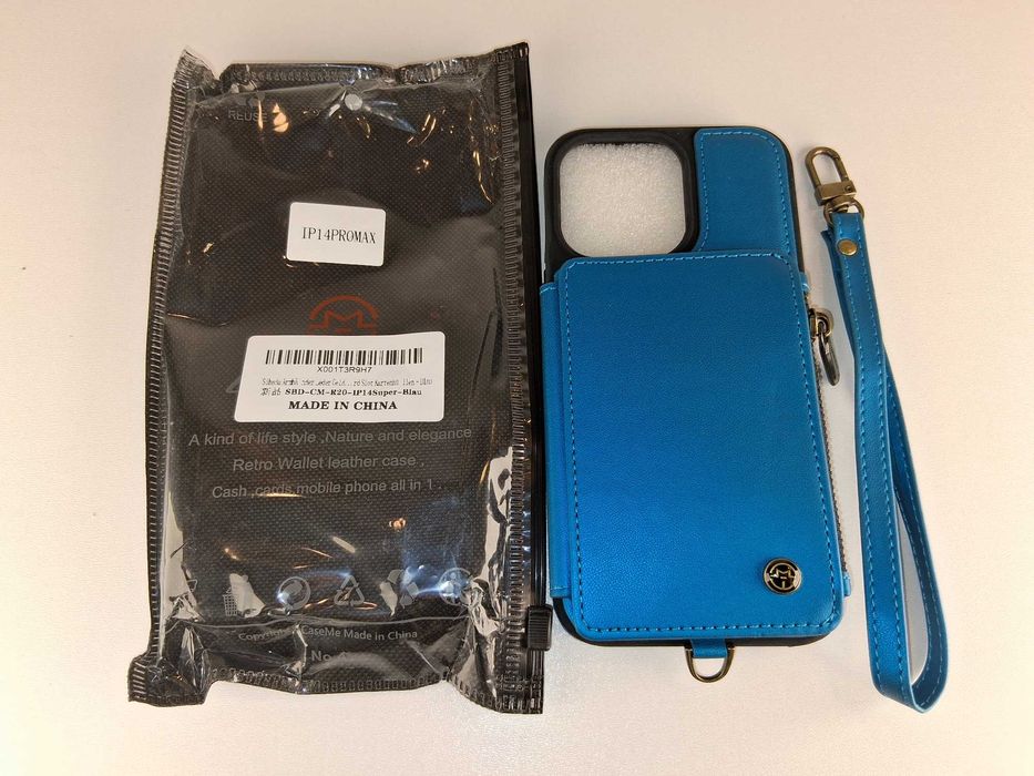 Y030 Etui Portfel Skórzany do iPhone 14 Pro Max CaseMe Niebieski