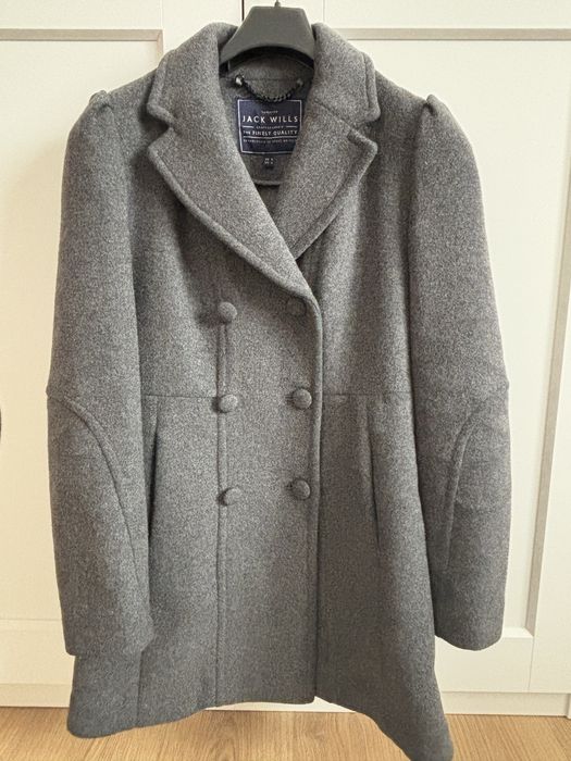 Wełniany szary płaszcz Jack Wills XS/S