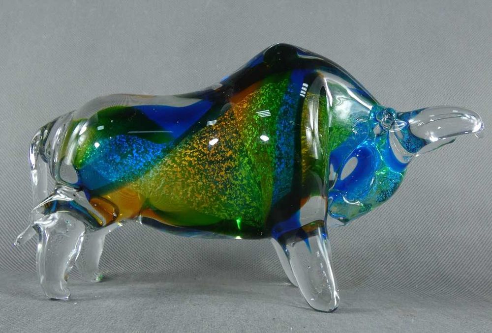 Figura szkło MURANO kolorowy BYK byczek figurka 25,5 cm