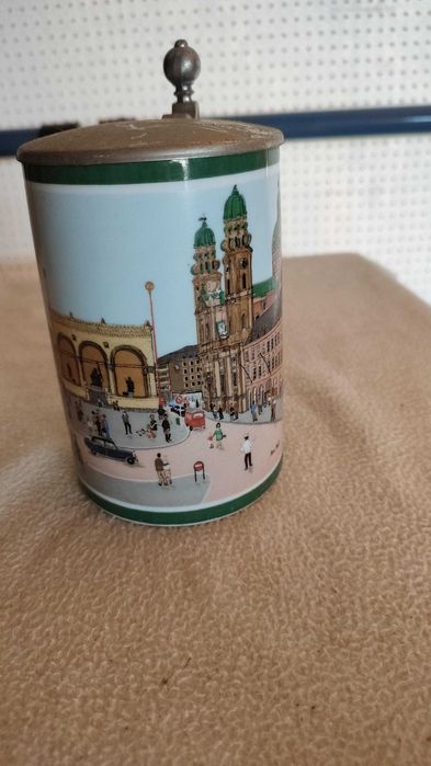 Ceramiczny kufel z pokrywą cynową  MUNCHEN