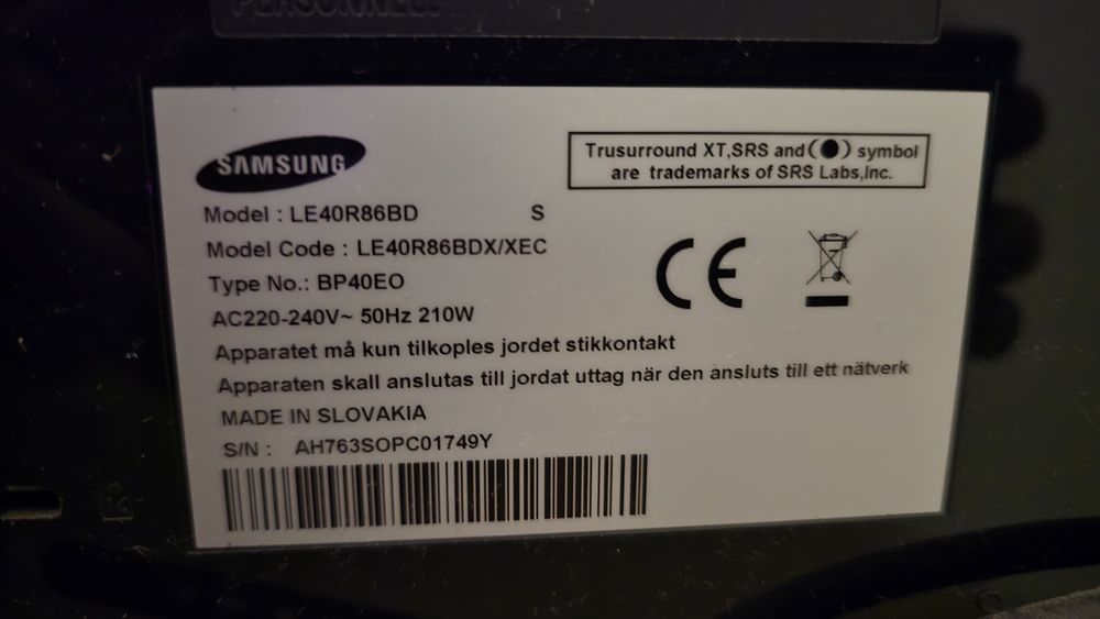 TV Samsung 40" AVARIADA