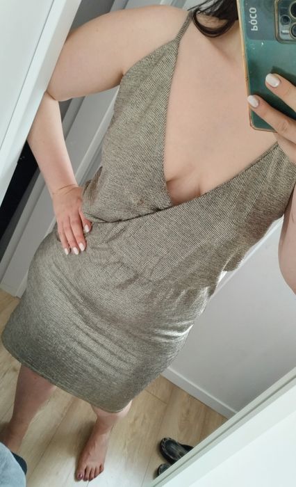 Sukienka złota lekka ZARA L