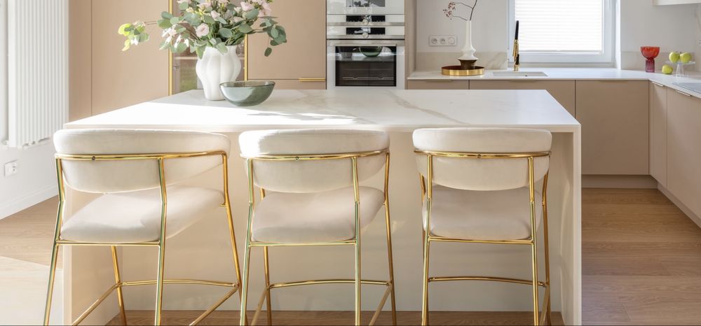 4 Hokery Glamour beżowe MARLO welur