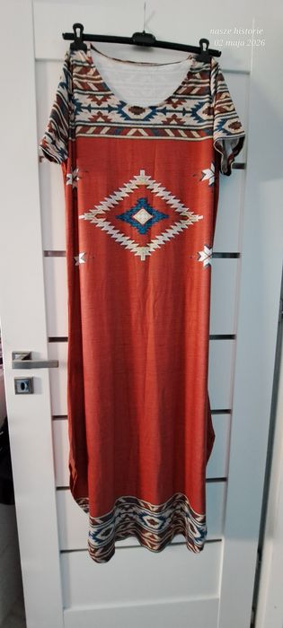 XXL nowa sukienka etno - maxi długość