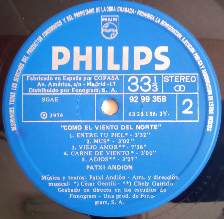 Patxi Andion	- - - - -	Como El Viento Del Norte	- - - - -	LP