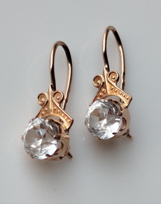 Золотые серьги с Горным Хрусталём СССР Золоті радянські сережки