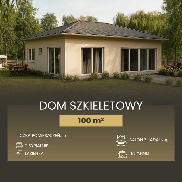 Modułowy Dom szkieletowy od 100 m2 szkielet metal+płyta XPS pod klucz