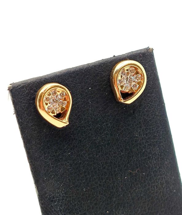 Złote kolczyki z Brylantami 0,14ct sztyft PR.585 W:1,87gr InterSKLEP