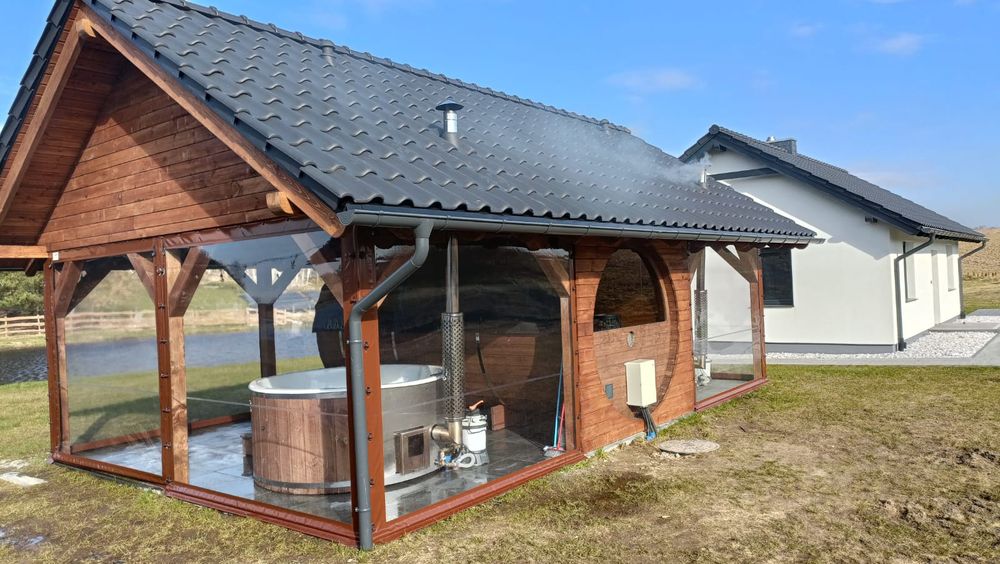 KASZUBY Domki Rybomania Żukówko balia, jacuzzi, sauna, łowienie ryb