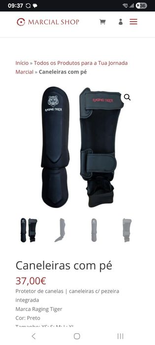 Caneleiras kickboxing Raging Tiger S