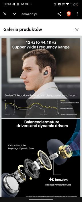 Słuchawki TWS TOZO Golden X1 stworzone dla entuzjastow hi-fii