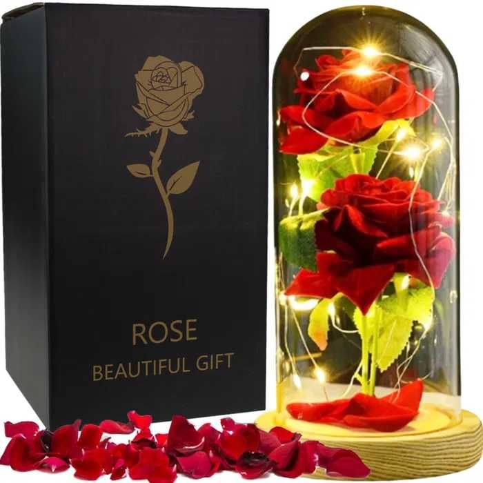 Świecąca wieczna róża w szkle LED Walentynki Dzień Kobiet Urodziny