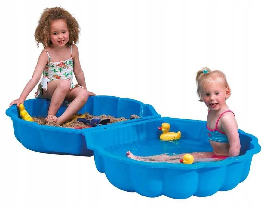 XL DUŻA Piaskownica Basen Muszla 2w1 Zamykana Niebieska