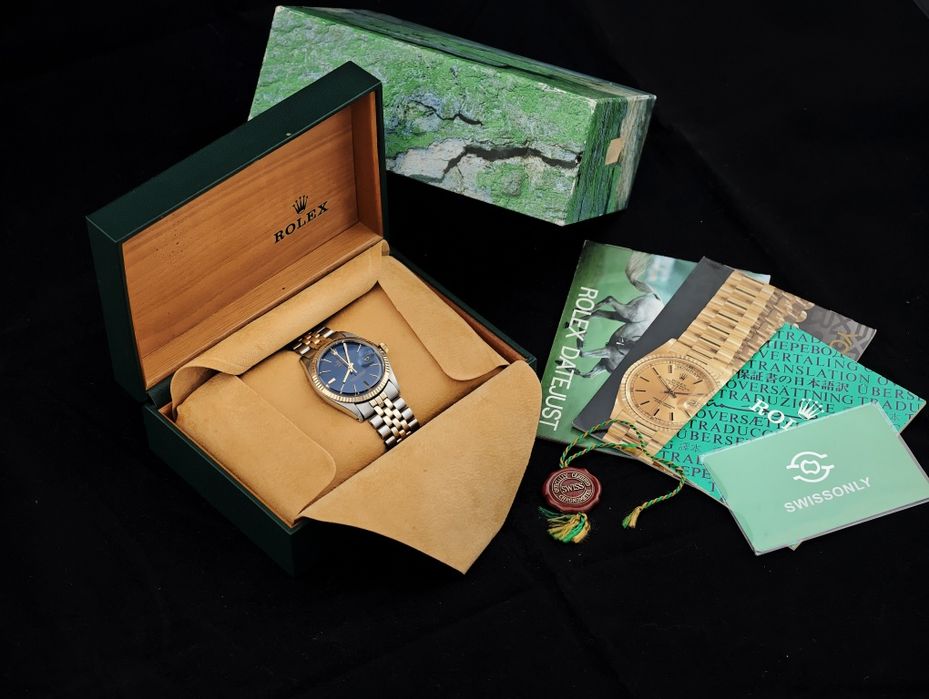 ROLEX Datejust 18K | Rzadka tarcza "Doorstop" Blue | Pudełko