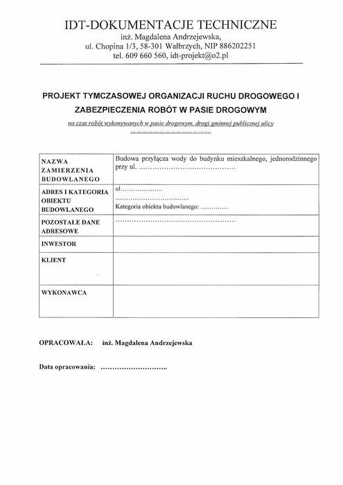 Projekt tymczasowej organizacji ruchu drogowego