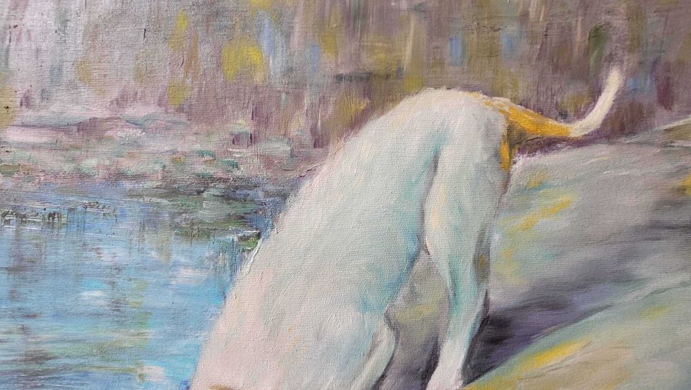 Obraz olejny ręcznie malowany 50x70 cm "Pies"