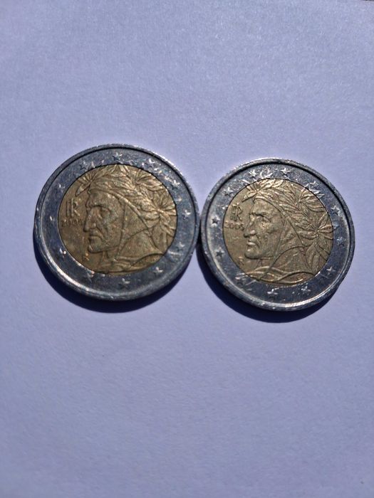 Moedas 2 euros Itália Dante Allighieri 2002 e 2005