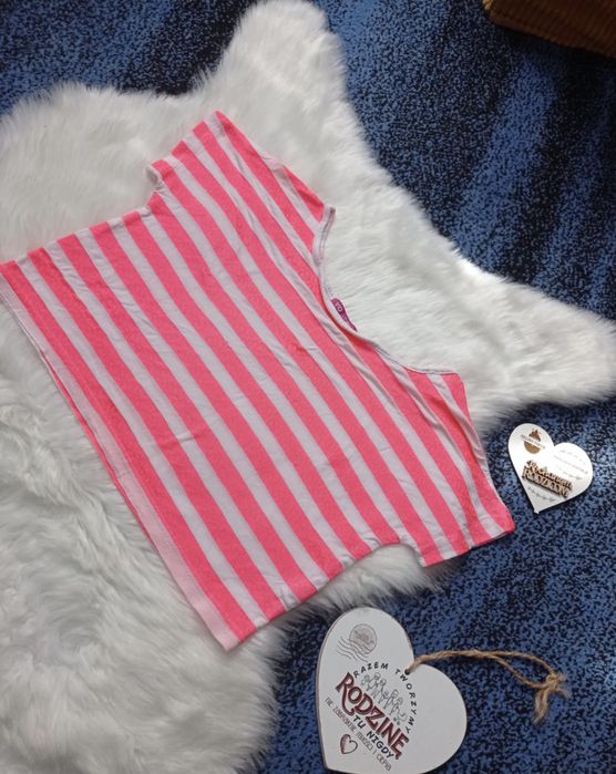 crop top 146cm XxS XS krótka bluzka koszulka poziome paski lato avant
