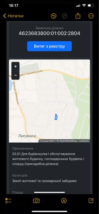 Земля під будівництво будинку 10-12 сот.