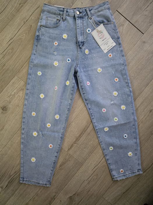 Spodnie M'sara mom fit Stokrotki