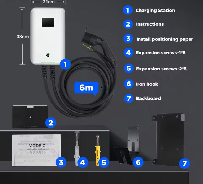 Wallbox Carregador - 22kw - 32A - Trifasica - C/ CABO Incluido