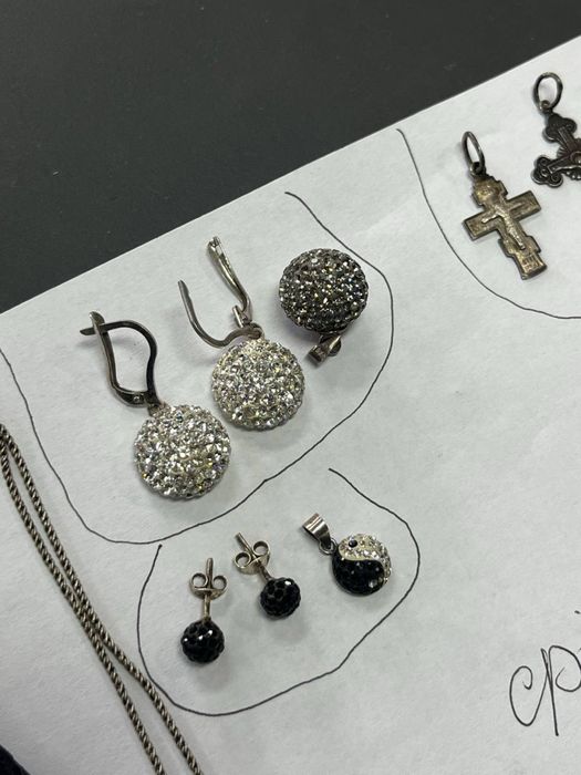 Срібні Сережки жіночі дитячі кулон хрестик