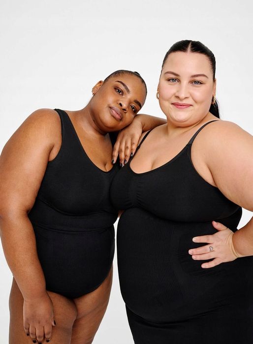 Zizzi 44 46 2xl 3xl Halka Modelująca Wyszczuplająca Czarna Sukienka