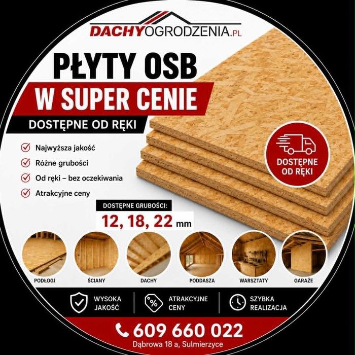 Plyty OSB 12,18,22mm Transport HDS Dostępne od ręki!