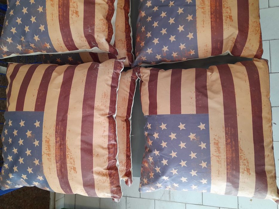 Pack de 6 Almofadas em tecido Bandeira USA usadas em bom estado, 40 cm