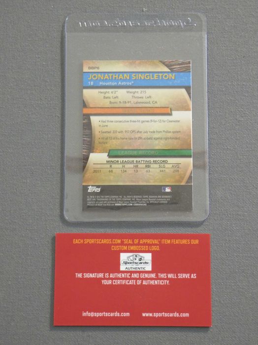 Carta Assinada, Jonathan Singleton, 2012