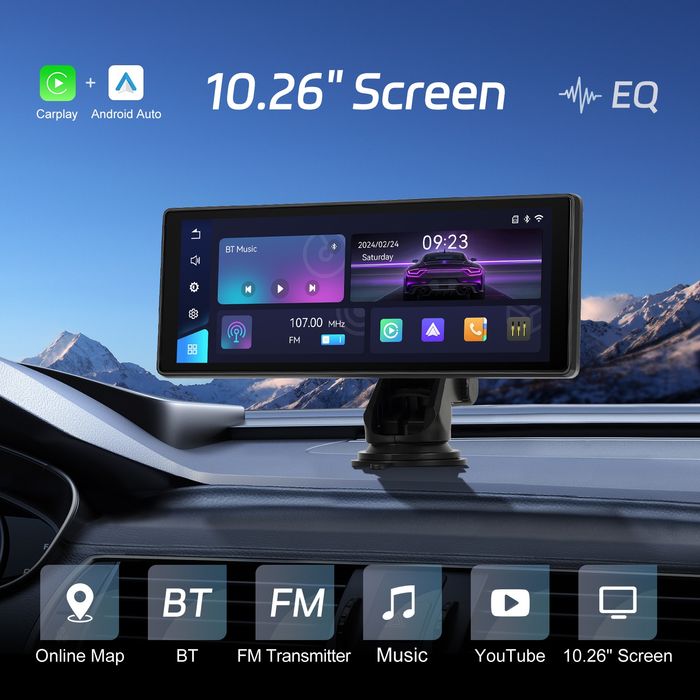 Rádio Portátil 10 polegadas CARPLAY Android auto GPS YouTube + Câmara