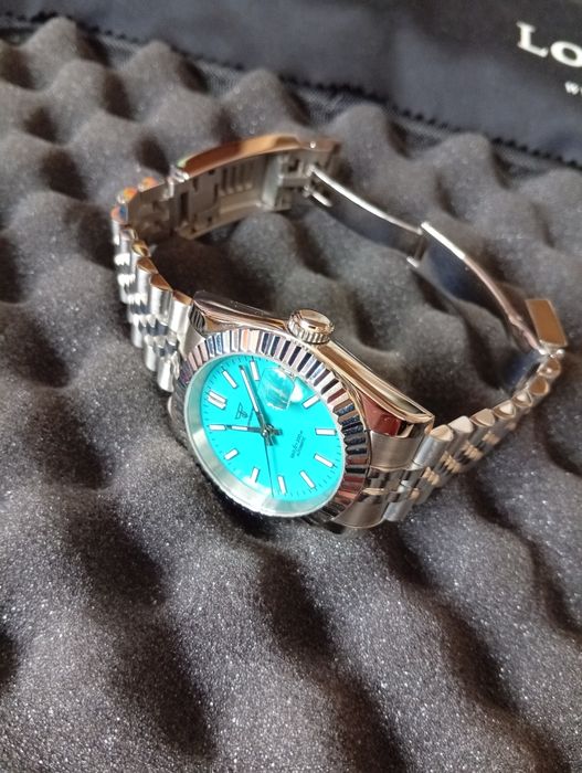 Relógio Tandorio Datejust  azul turquesa automático