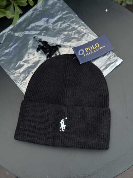 Шапка Polo Ralph Lauren черная шапка Поло Ральф Лоурен мужская зимняя
